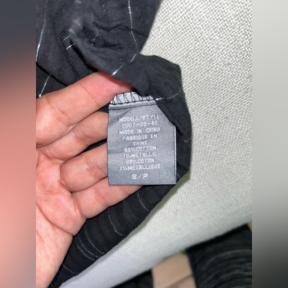 Beechers Brook | long black top blouse with silver lines | size S - Picture 4 of 9